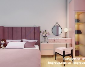 Thiết kế - thi công phòng ngủ màu hồng cho các cô nàng dễ thương, nữ tính
